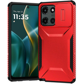 Combat Tough Series Hybrid Case with Camera Lens Cover for Motorola Moto G Stylus 2025 - Red