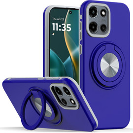 Circular Series Hybrid Case with Rotating Ring Stand for Motorola Moto G Stylus 2025 - Blue