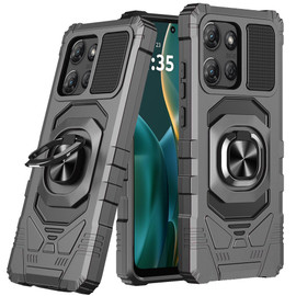 Military Grade Robotic Series Hybrid Case with Ring Grip for Motorola Moto G Stylus 2025 - Grey