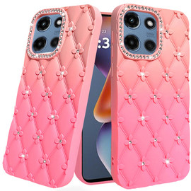 Floral Joy Diamond Crystal TPU Case for Motorola Moto G 2025 - Orange Pink