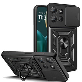 Military Grade Superior Series Hybrid Case with Ring Grip and Camera Lens Cover for Motorola Moto G 2025 - Black