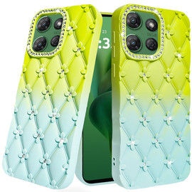 Floral Joy Diamond Crystal TPU Case for Motorola Moto G Power 2025 - Light Green Teal