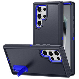 Military Grade Certified TUFF Hybrid Armor Case with Kickstand for Samsung Galaxy S25 Ultra - Black Blue