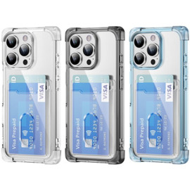 VALUE 3-PACK Vivid Hybrid Case with Card Slot for iPhone 16 Pro - Black Clear Blue