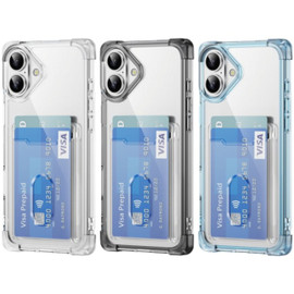 VALUE 3-PACK Vivid Hybrid Case with Card Slot for iPhone 16 - Black Clear Blue