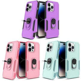 VALUE 3-PACK TUFF Shockproof Hybrid Armor Case with Ring Grip for iPhone 15 Pro Max - Pink Purple Teal