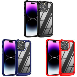 VALUE 3-PACK Tough Shield Snap-on Transparent Case for iPhone 15 Pro - Black Blue Red