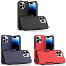 VALUE 3-PACK Military Grade TUFF Hybrid Armor Case for iPhone 15 Pro - Black Blue Red