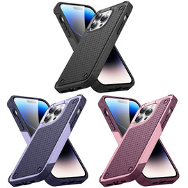 VALUE 3-PACK Military Grade TUFF Dot Hybrid Armor Case for iPhone 15 Pro Max - Black / Blue Purple / Red Pink