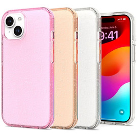 VALUE 3-PACK Stardust Glitter Hybrid Case for iPhone 15 - Clear Pink Rose Gold