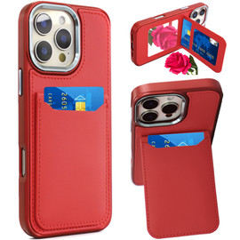 Flap Leather Wallet Fusion Case for iPhone 16 Pro Max - Red