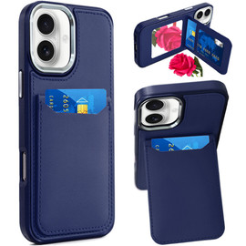 Flap Leather Wallet Fusion Case for iPhone 16 - Blue