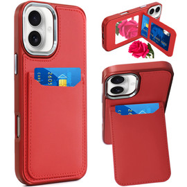 Flap Leather Wallet Fusion Case for iPhone 16 - Red