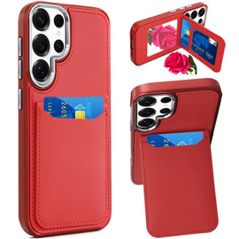Flap Leather Wallet Fusion Case for Samsung Galaxy S25 Ultra - Red