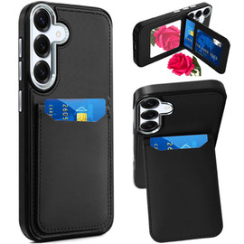 Flap Leather Wallet Fusion Case for Samsung Galaxy S25 Plus - Black