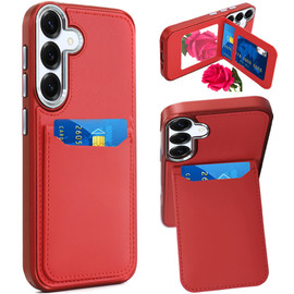 Flap Leather Wallet Fusion Case for Samsung Galaxy S25 Plus - Red