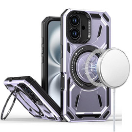 Military Grade MagSafe Hybrid Armor Case with Rotating Kickstand for iPhone 16 Plus - Purple