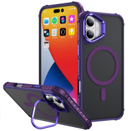 InFrame Series Shatterproof MagSafe Case with Camera Ring Stand for iPhone 16 - Purple