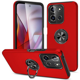 Military Grade 360 Rotating Ring Grip Hybrid Case for Motorola Moto G Stylus 2025 - Red