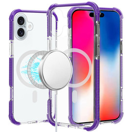 MagSafe Transparent Protective Bumper Case for iPhone 16 - Purple