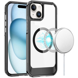 HD Crystal Transparent MagSafe Case for iPhone 15 - Black