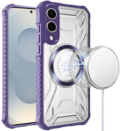 Fusion Evo Transparent Case with MagSafe Magnetic Ring for Samsung Galaxy S25 Edge - Purple