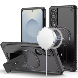 Military Grade HD Armor MagSafe Case with Kickstand for Samsung Galaxy S25 Edge - Black