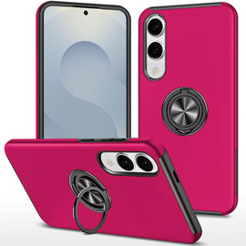 360 Rotating Ring Grip Hybrid Case for Samsung Galaxy S25 Edge - Hot Pink