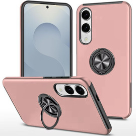360 Rotating Ring Grip Hybrid Case for Samsung Galaxy S25 Edge - Rose Gold