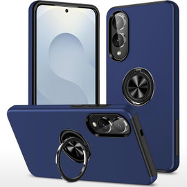 360 Rotating Ring Grip Hybrid Case for Samsung Galaxy S25 Edge - Blue