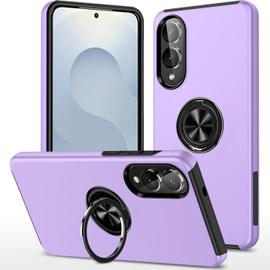 360 Rotating Ring Grip Hybrid Case for Samsung Galaxy S25 Edge - Purple