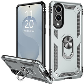 Military Grade Hybrid Case with Ring Grip for Samsung Galaxy S25 Edge - Silver