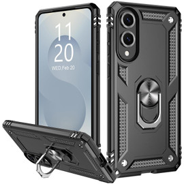 Military Grade Hybrid Case with Ring Grip for Samsung Galaxy S25 Edge - Black
