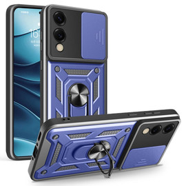 Military Grade Superior Series Hybrid Case with Ring Grip and Camera Lens Cover for Samsung Galaxy S25 Edge - Blue