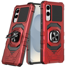 Military Grade Robotic Series Hybrid Case with Ring Grip for Samsung Galaxy S25 Edge - Red