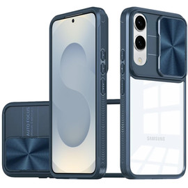 HD Transparent Case with Camera Privacy Cover for Samsung Galaxy S25 Edge - Blue