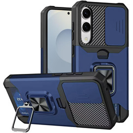 Military Grade All-In-One Ring Stand Card Case for Samsung Galaxy S25 Edge - Blue