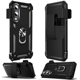 Military Grade Hybrid Case with Belt Clip Holster for Samsung Galaxy S25 Edge - Black