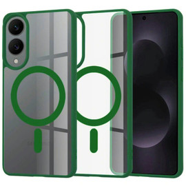 Acrylic Transparent Case with MagSafe Magnetic Ring for Samsung Galaxy S25 Edge - Green