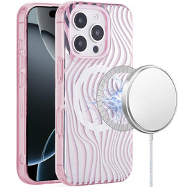 Mood Series MagSafe Hybrid Case for iPhone 16 Pro - Wave Pink Zebra Stripes