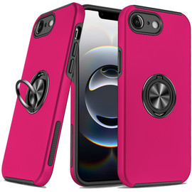 360 Rotating Ring Grip Hybrid Case for iPhone 16e - Hot Pink