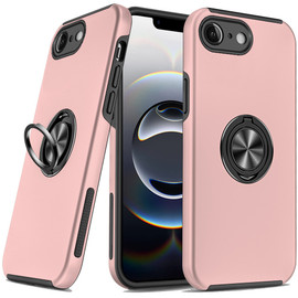 360 Rotating Ring Grip Hybrid Case for iPhone 16e - Rose Gold