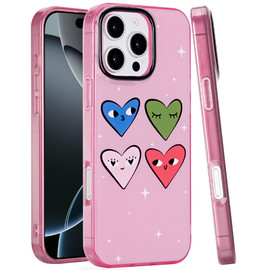 Mood Series Designer Hybrid Case for iPhone 16 Pro Max - Cute Hearts
