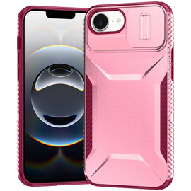 Combat Tough Series Hybrid Case with Camera Lens Cover for iPhone 16e - Pink Burgundy