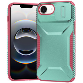 Combat Tough Series Hybrid Case with Camera Lens Cover for iPhone 16e - Teal Hot Pink