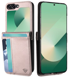 Luxury Leather Wallet Case for Samsung Galaxy Z Flip 7 - Rose Gold