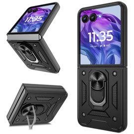 Ring Holder Hybrid Case for Motorola Razr Ultra 2025 - Black