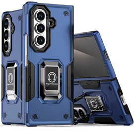 Military Grade Shockproof Hybrid Armor Case with Ring Grip for Samsung Galaxy Z Fold 7 - Blue