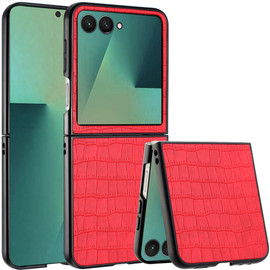 Alligator Skin Texture Leather Protective Cover for Samsung Galaxy Z Flip 7 - Red