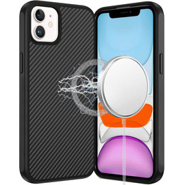 Carbon Fiber Series MagSafe Hybrid Case for iPhone 11 - Black